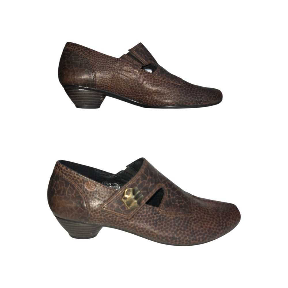 Josef Seibel Womens Brown Leather Textured Animal Print Low Heel Pumps Size 39